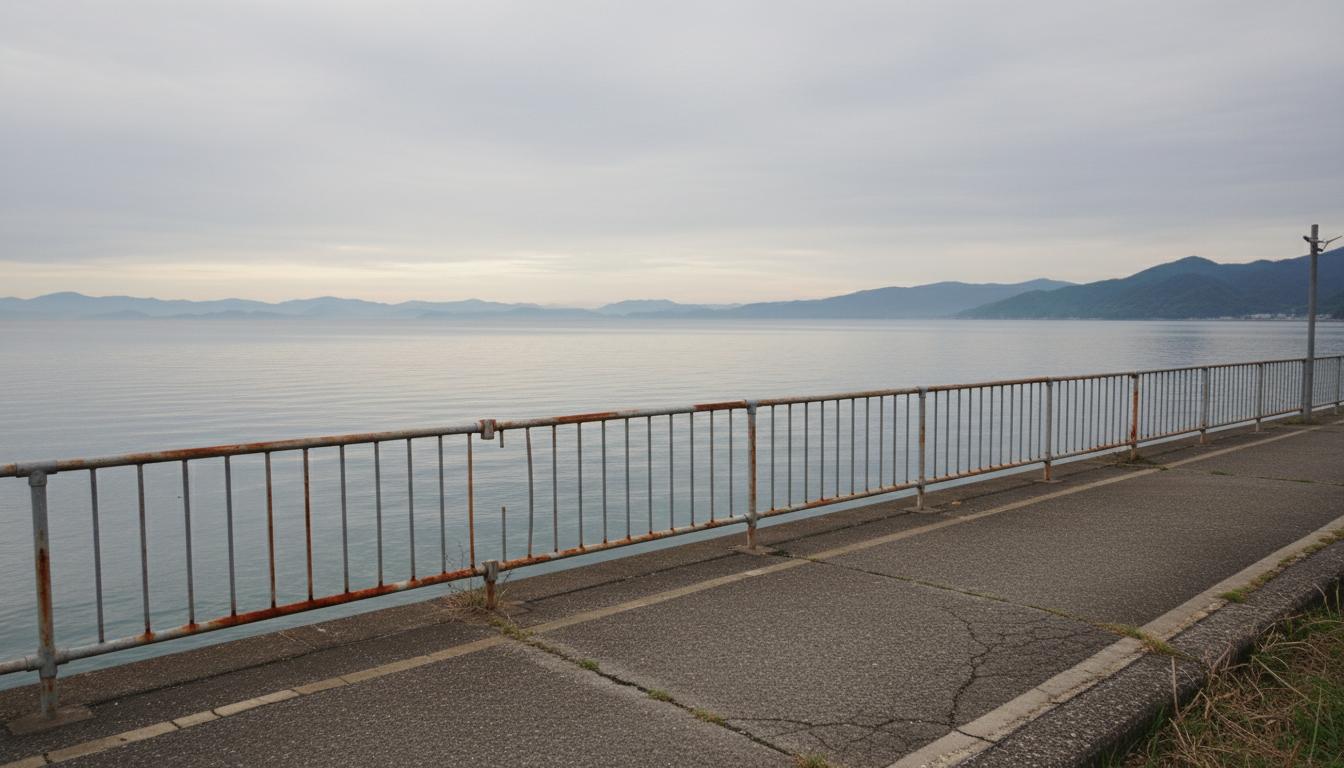 海が見える静かな駅のホーム